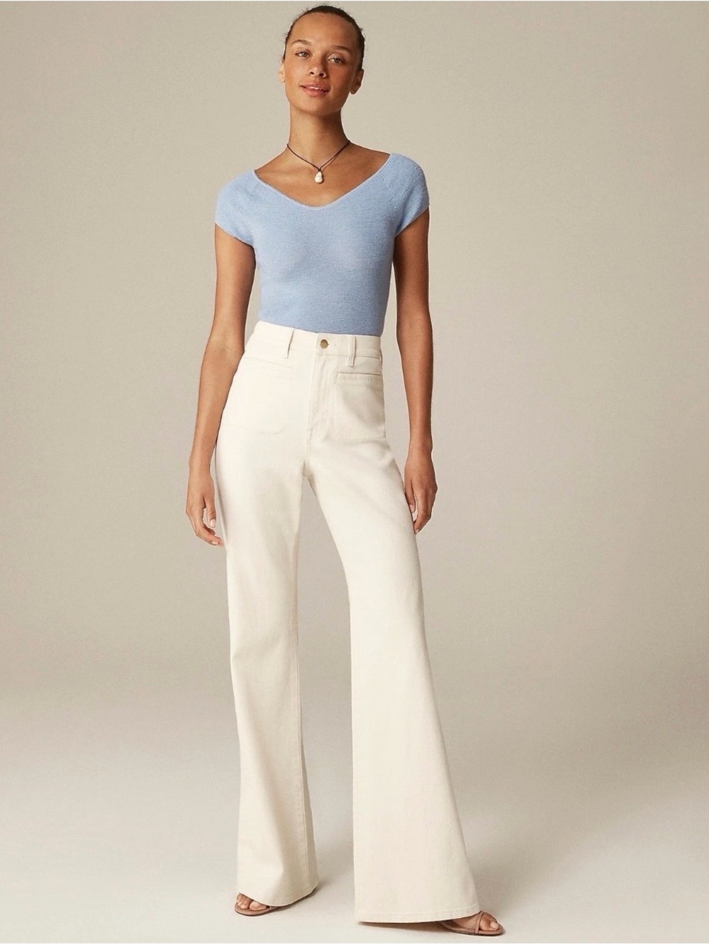 NWT J. Crew Cream Ecru Flare High Rise Semi-Stretch Jeans Size 30